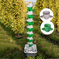 Green and white vertical hydroponic tower planter with detachable growing cups and base
