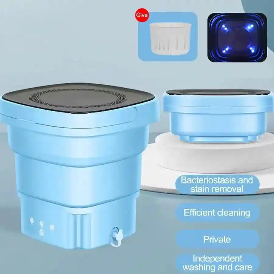 Tidesmit portable mini folding washing machine with drain bucket for compact laundry cleaning of clothes and socks