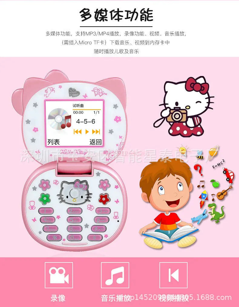 2024 Sanrio Hello Kitty Flip Phone Kawaii K688 Cartoon Taiml Cute Mini Phone Birthday Fashion Gift Toys Christmas For Anime Fans