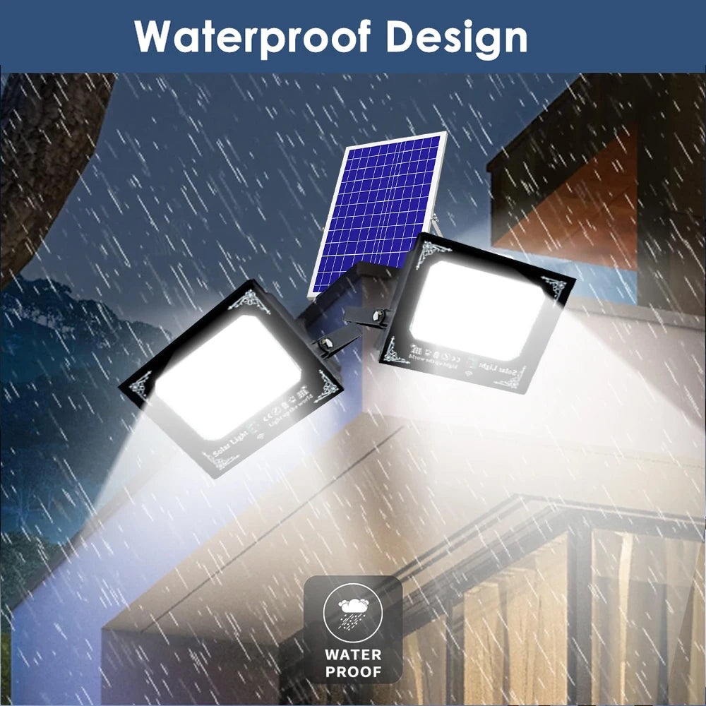 500W 6000mAh Solar Flood Lights Dual Lights, Remote Control Powered Spotlight Outdoor Garden Waterproof IP65 Villa Street Lamp