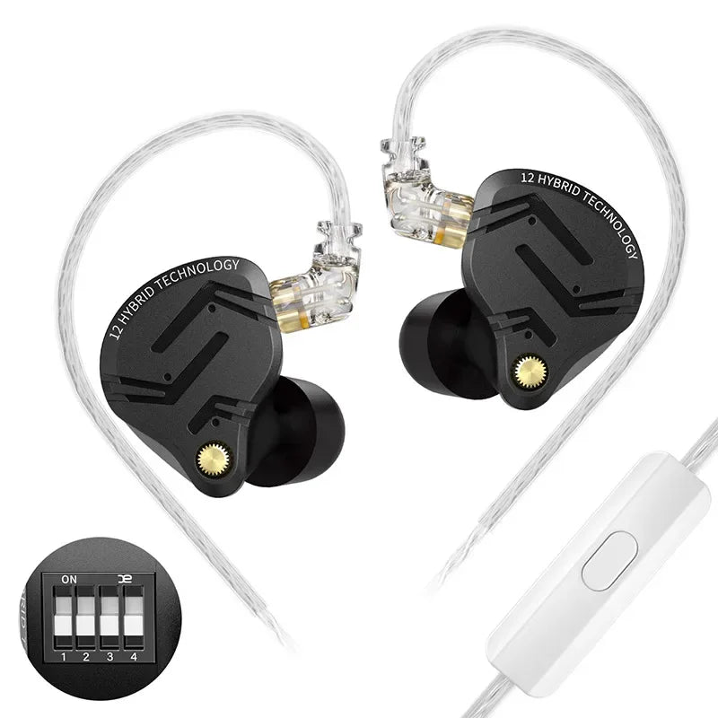 Tidesmit 1DD+5BA Hybrid In-Ear Monitors | HiFi Bass Wired Earphones Black tuning mic Tidesmit