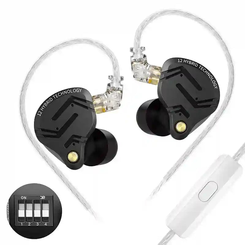 KZ ZS12 PRO X Hybrid IEMs with 1DD+5BA Drivers for Precision Audio Black tuning mic Tidesmit