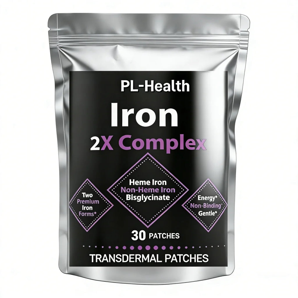 30 Patches Iron Complex Transdermal Patches with Folate, Vitamin B6 Vitamin C for Anemia and Blood Building Support