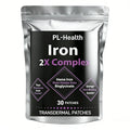 30 Patches Iron Complex Transdermal Patches with Folate, Vitamin B6 Vitamin C for Anemia and Blood Building Support