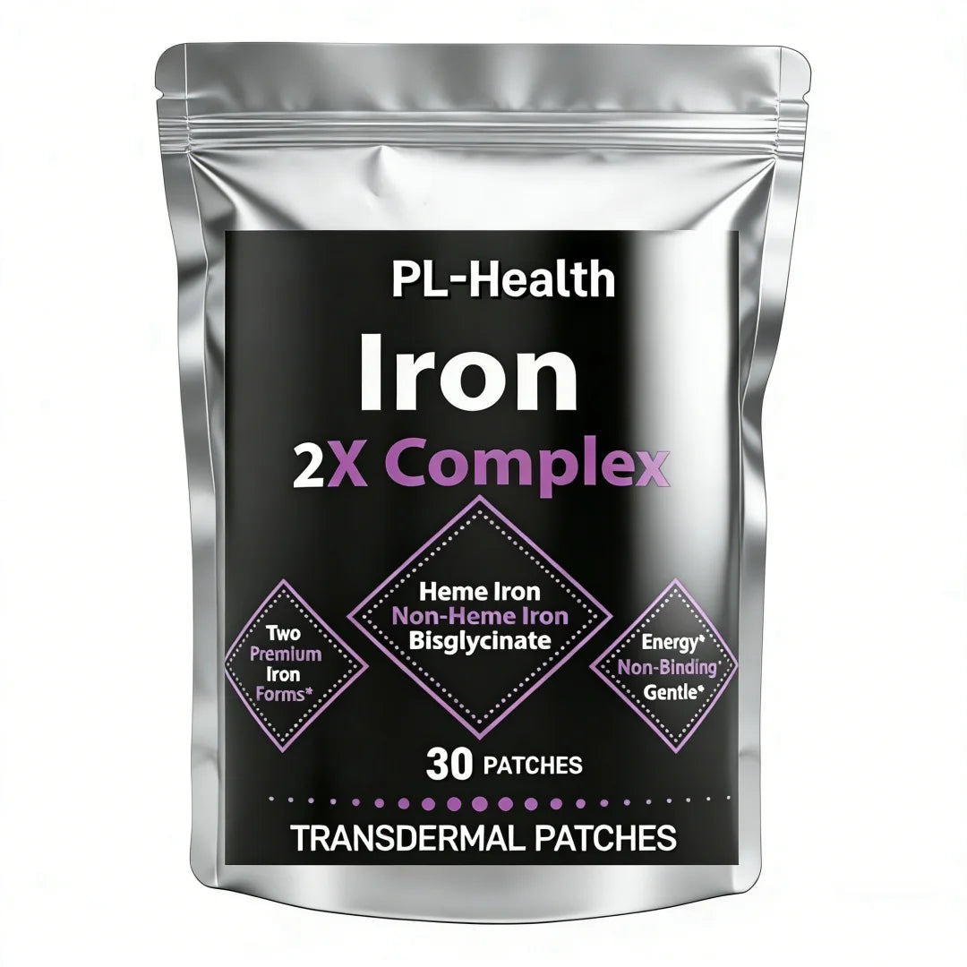 30 Patches Iron Complex Transdermal Patches with Folate, Vitamin B6 Vitamin C for Anemia and Blood Building Support