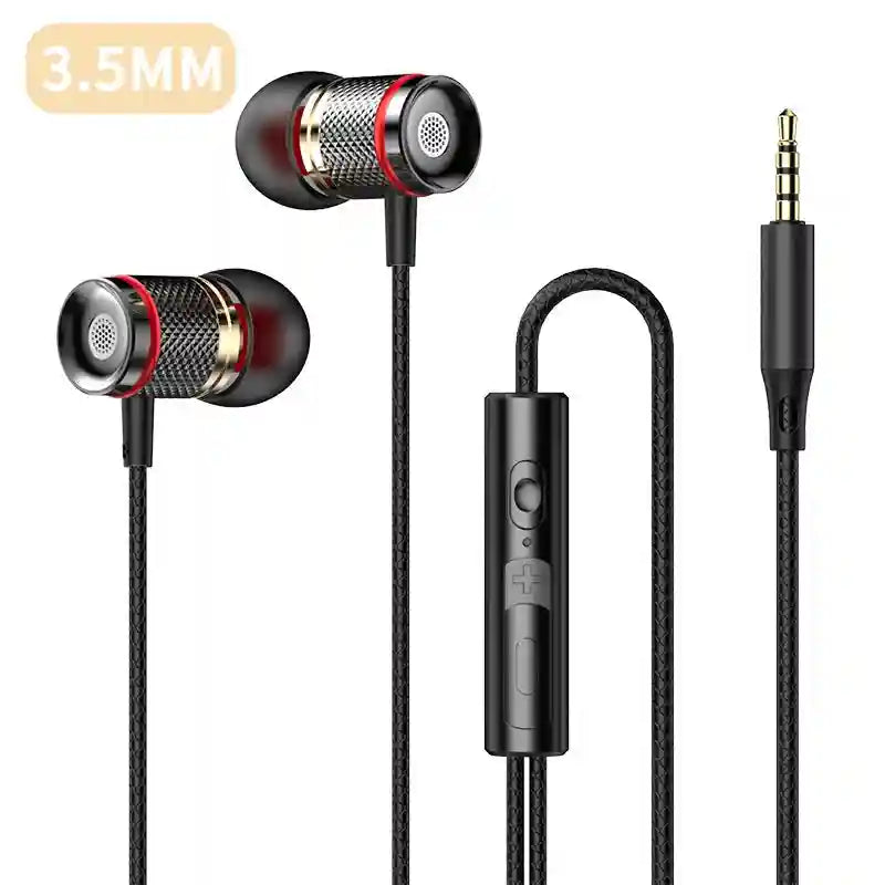 Wired Earbuds with Mic: 7.1 Surround Sound Type-C & 3.5mm AUX 3.5MM AUX Black Tidesmit