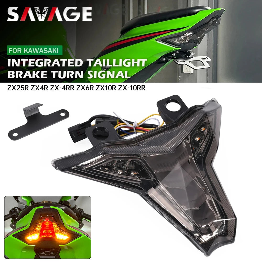 2025 ZX6R ZX25R ZX10RR LED Tail Brake Light Integrated Turn Signal For Kawasaki Ninja ZX-4R ZX-4RR ZX-10R ZX250 ZX400 R/RR ZX636