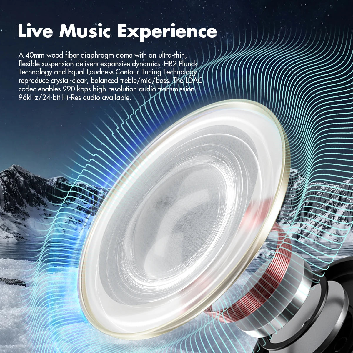 Wireless Noise Cancelling Headphones Over-Ear - Studio Audio White Tidesmit
