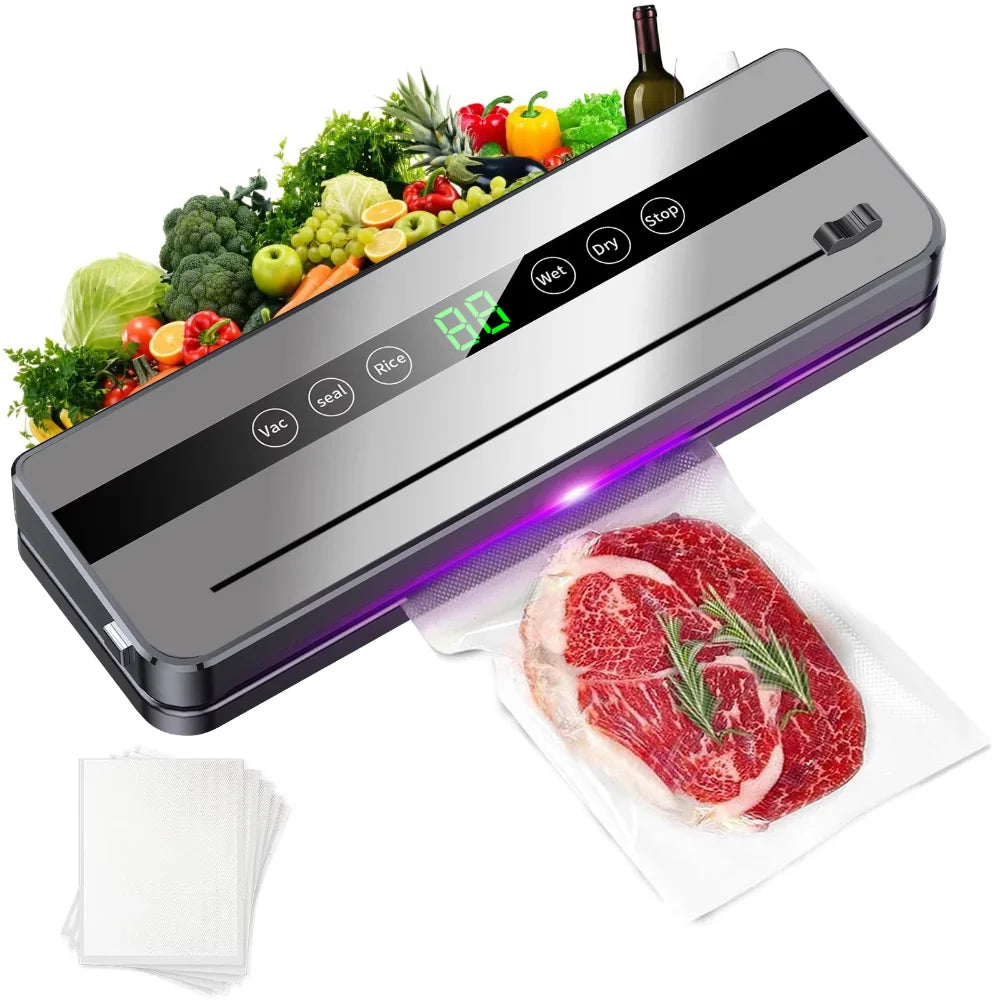 Food Vacuum Sealer Machine Dry Wet Food Vacuum Packaging Machine With UV Kitchen Food Storage Sealing Machine Built-in Cutter