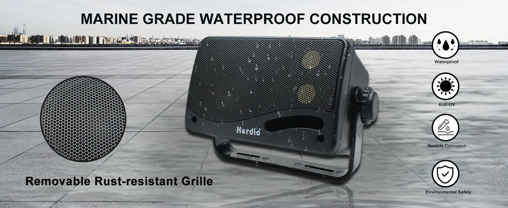 Herdio 3.5inch Outdoor Speaker 200W Waterproof Wall Mount Speakers HiFi Passive Wired 3 Way Premium Mountable Speake Black