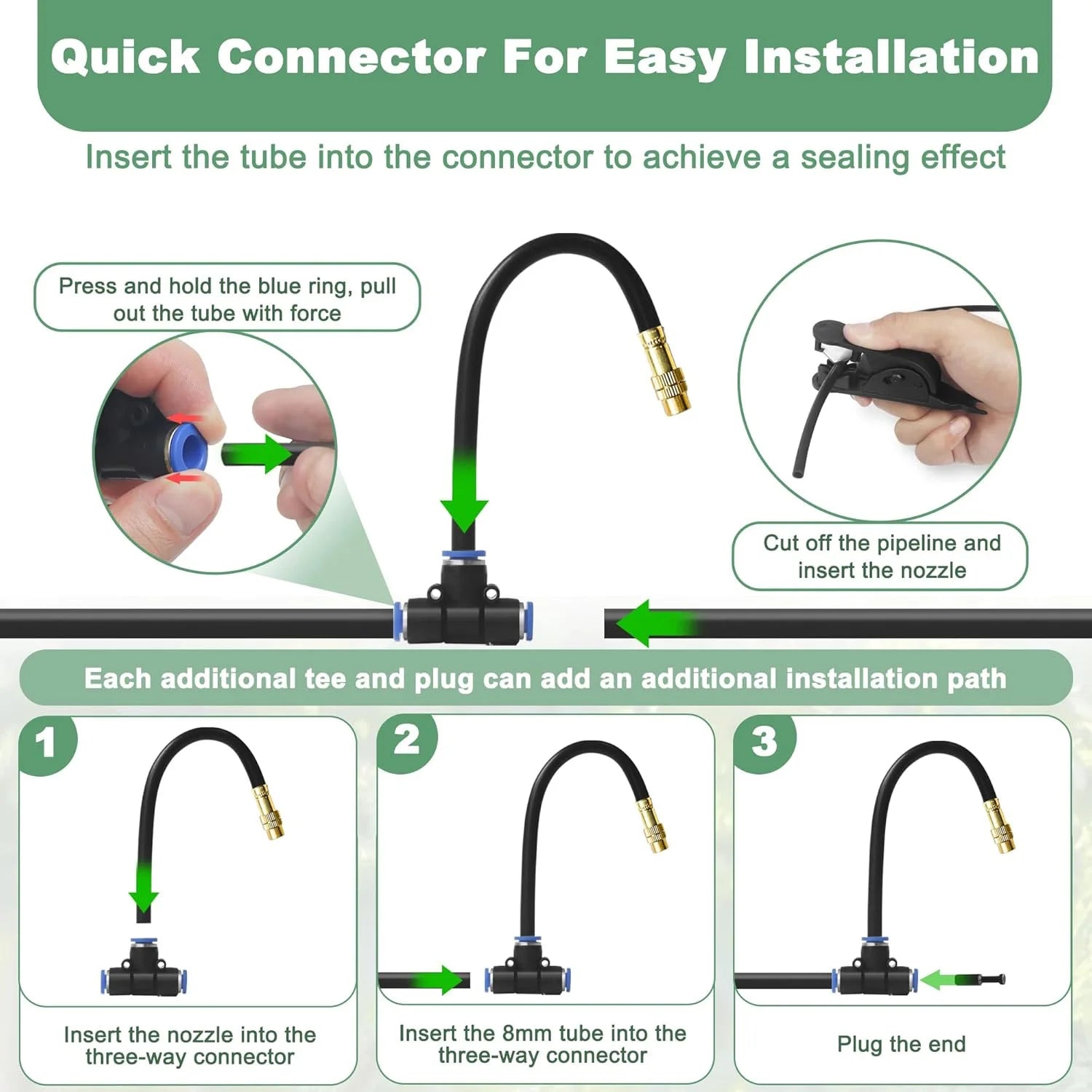 DIY Free Bending Universal Spray Kit For Greenhouse Garden Flowers Plant Watering Irrigation Patio Misting Cooling System