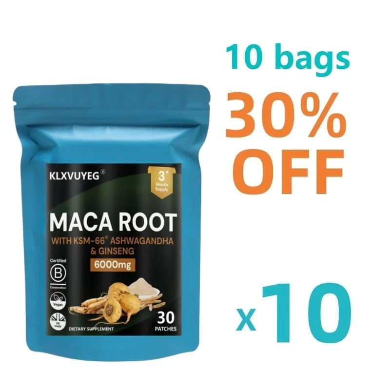 Maca Root With KSM Ashwagandha, Panax Ginseng & Black Pepper - *Strongest* Legal Testosterone Booster, 30 Patches