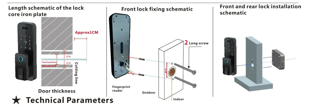 Smart Tuya WiFi APP Bluetooth Door Lock with Palm Vein Face Recognition Doorbell Waterproof Scissor Tongue Rim Locks No Drilling