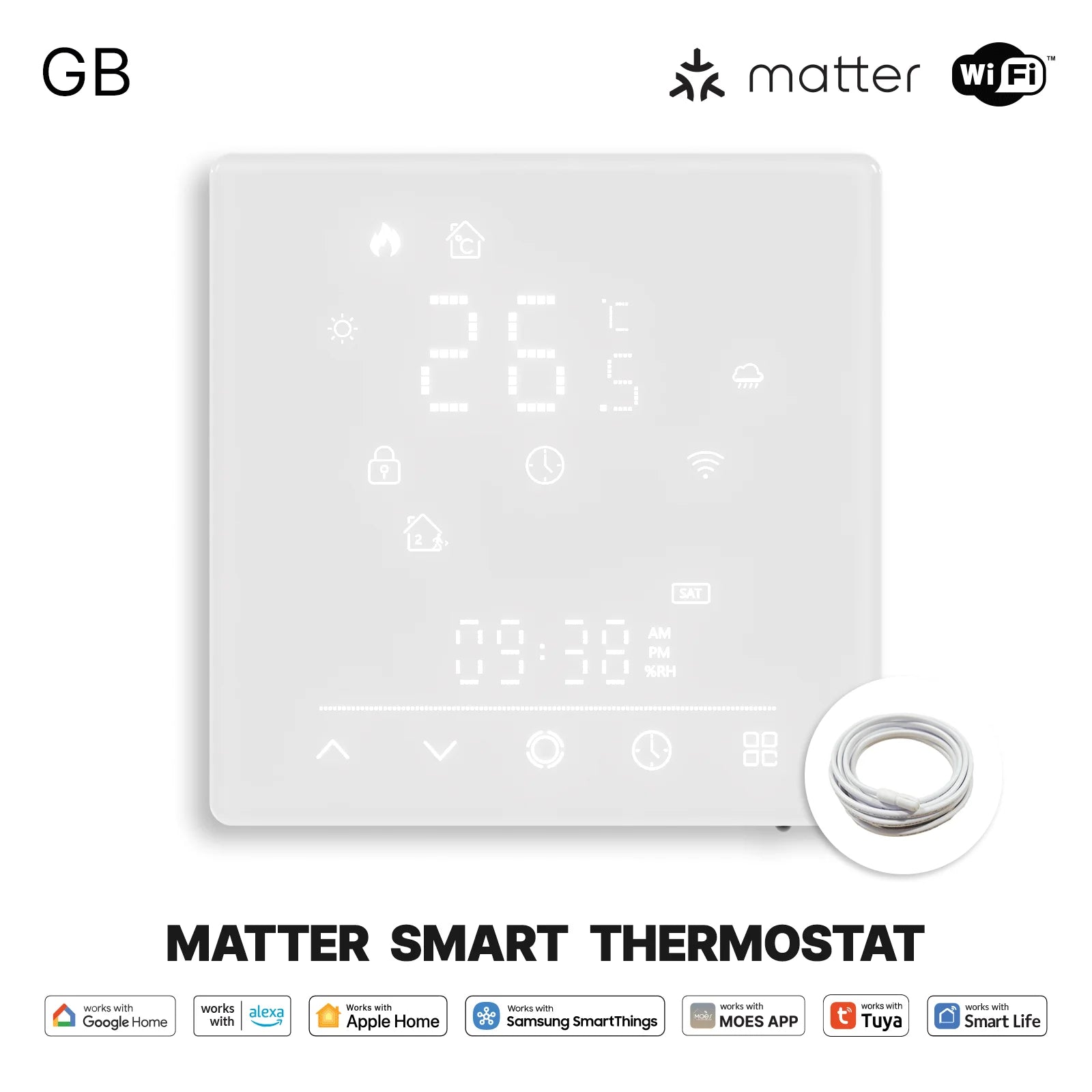 MOES Tuya WiFi Matter Smart Thermostat Temperature Controller Water Boiler Electric Heating With Alexa Google Apple Smartthings