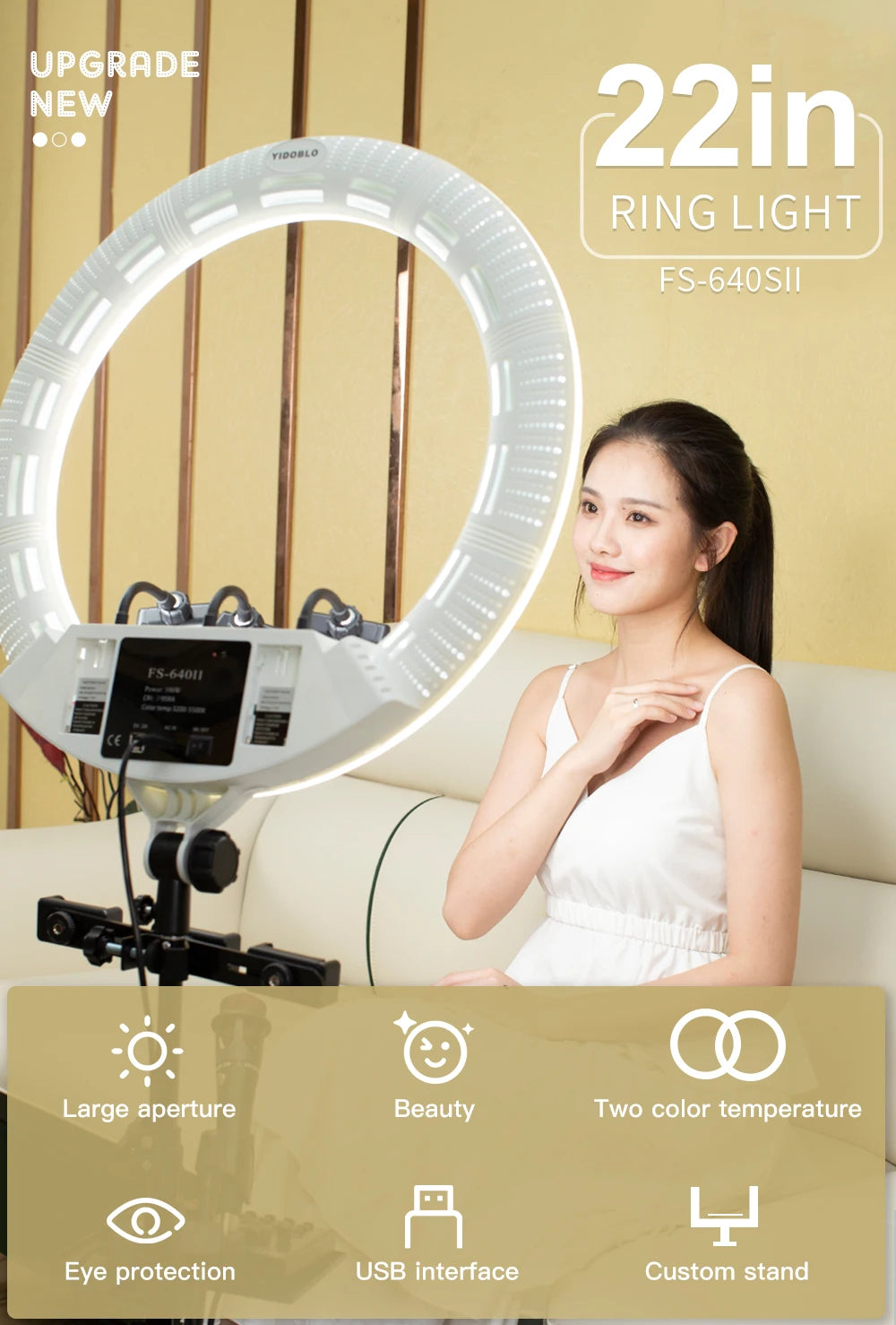 22 Inch LED Ring Light with Tripod for Professional Content Creation Tidesmit