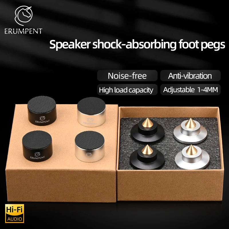 HiFi 4Pcs Speaker Spike Stand Foot Pads Aluminum Alloy Mixer Carbon Fiber Adjustable Shock-absorbing Feet Pegs for Speakers