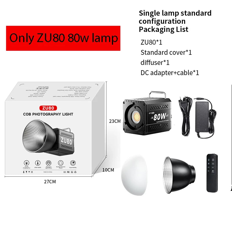 LED Video Light 60-80W Bi-Color Studio Lighting for Content Creators ZU80 80w Tidesmit