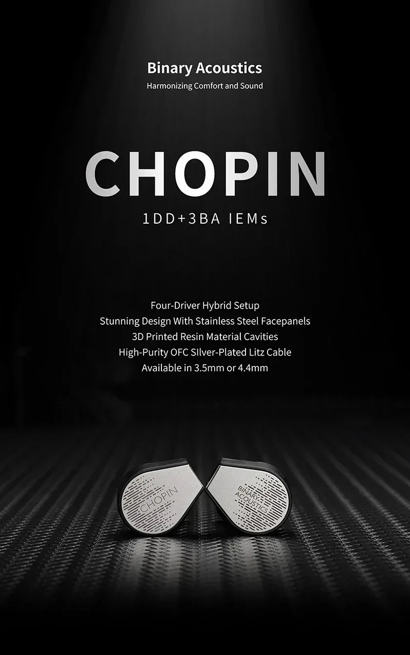 Binary Gizaudio Chopin IEMs | 1DD+3BA Hybrid HiFi Earphones | Tidesmit Tidesmit