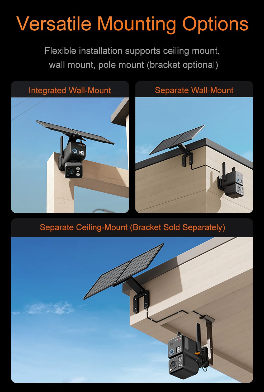 LS VISION 24/7 Recording 4g Sim &Wifi Security Camera Outdoor AOV 20 Watt Solar Panel Cctv AI Detection Cam For Villas Estates