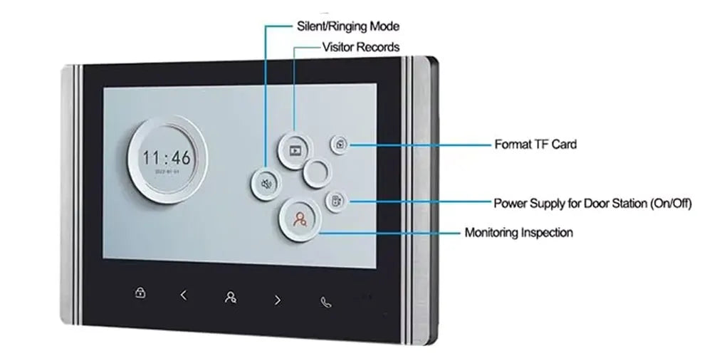 7 Inch LCD Video Doorphone Intercom Wide Angle Waterproof 1080P Camera Doorbell System for 2/3/4 Apartment Family Access Control
