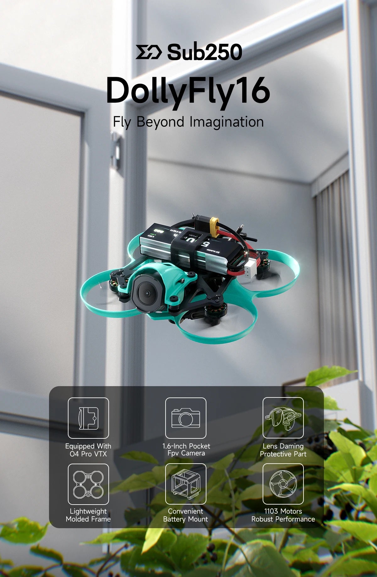 1.6 Inch FPV Freestyle Drone - ELRS 2.4G High Performance Quadcopter Tidesmit