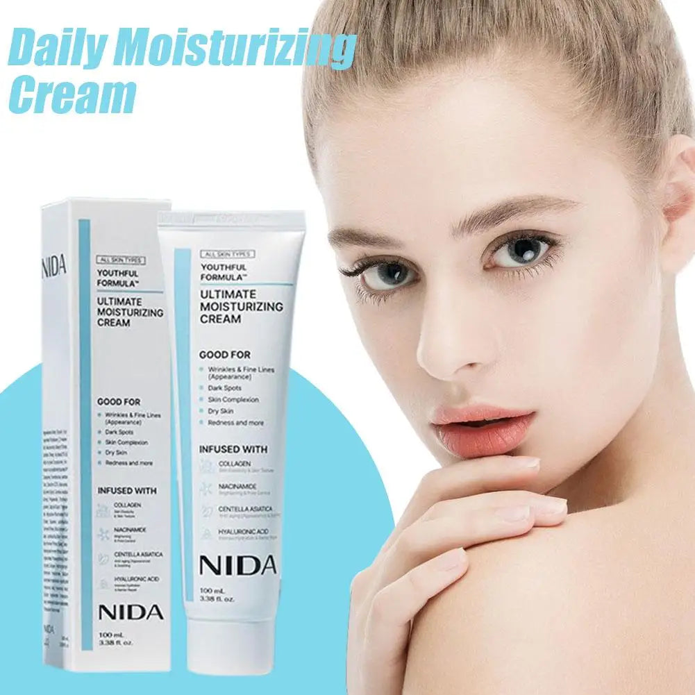 NIDA 100mL Face Moisturizer With Collagen Niacinamide For Brightening Skin Appearance Daily Nourishing Cream For All Skin 1PCS