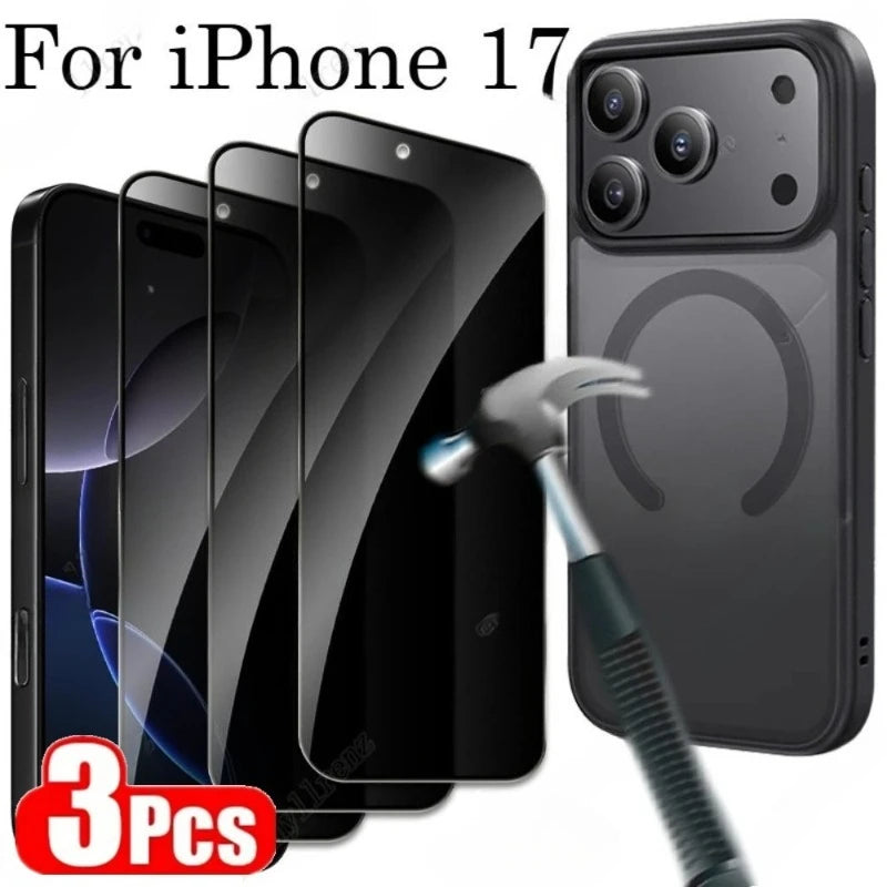 3Pack Privacy Tempered Glass Screen Protectors For IPhone 17 16 15 14 13 12 11 Pro Max Air 16e 15 14Plus XR XS Max Glass AE 3 Pieces Anti Peeping Tidesmit