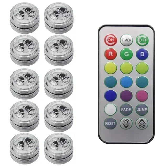 Wireless LED Car Interior Lights - Multi-Color Adhesive Set 10 Lamp 1 Controller Tidesmit
