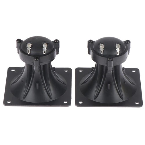 Two black piezo tweeters on square base plates with mounting holes and terminal tabs