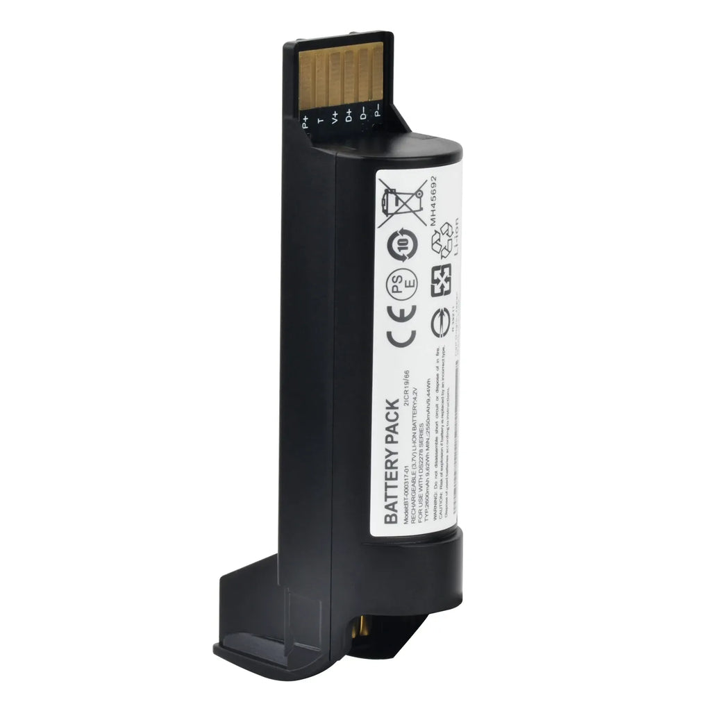 Black Li-ion battery pack with label and bottom gold contact