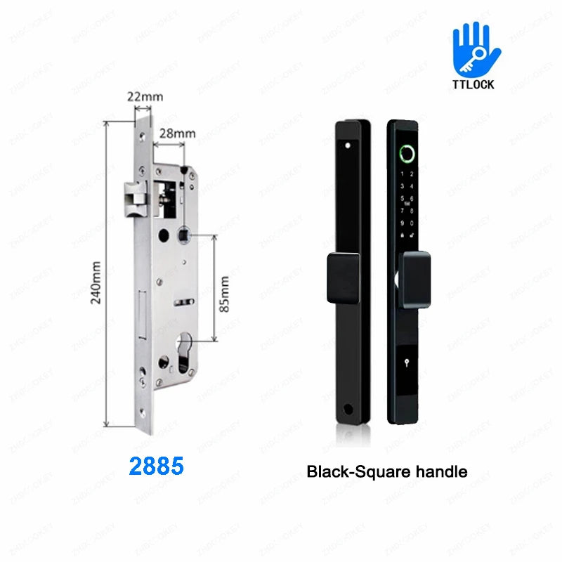 ZHDCOOKEY Biometric Digital Door Lock  Waterproof TTLock APP BLE Fingerprint RFID Card Password Aluminum Sliding Door Smart Lock