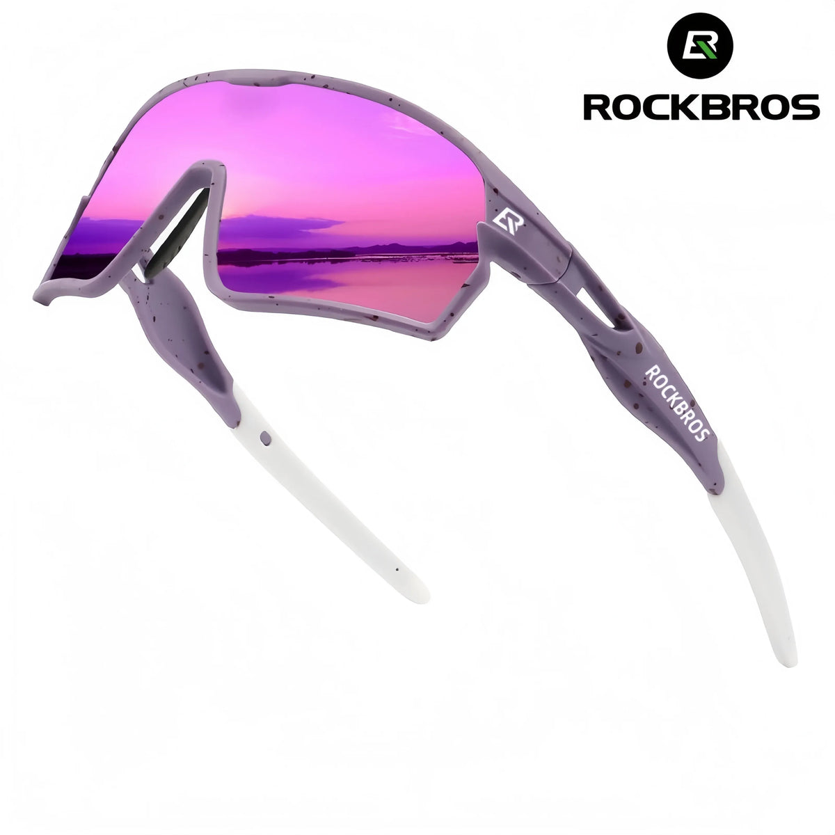 Purple sports sunglasses with magenta photochromic lens