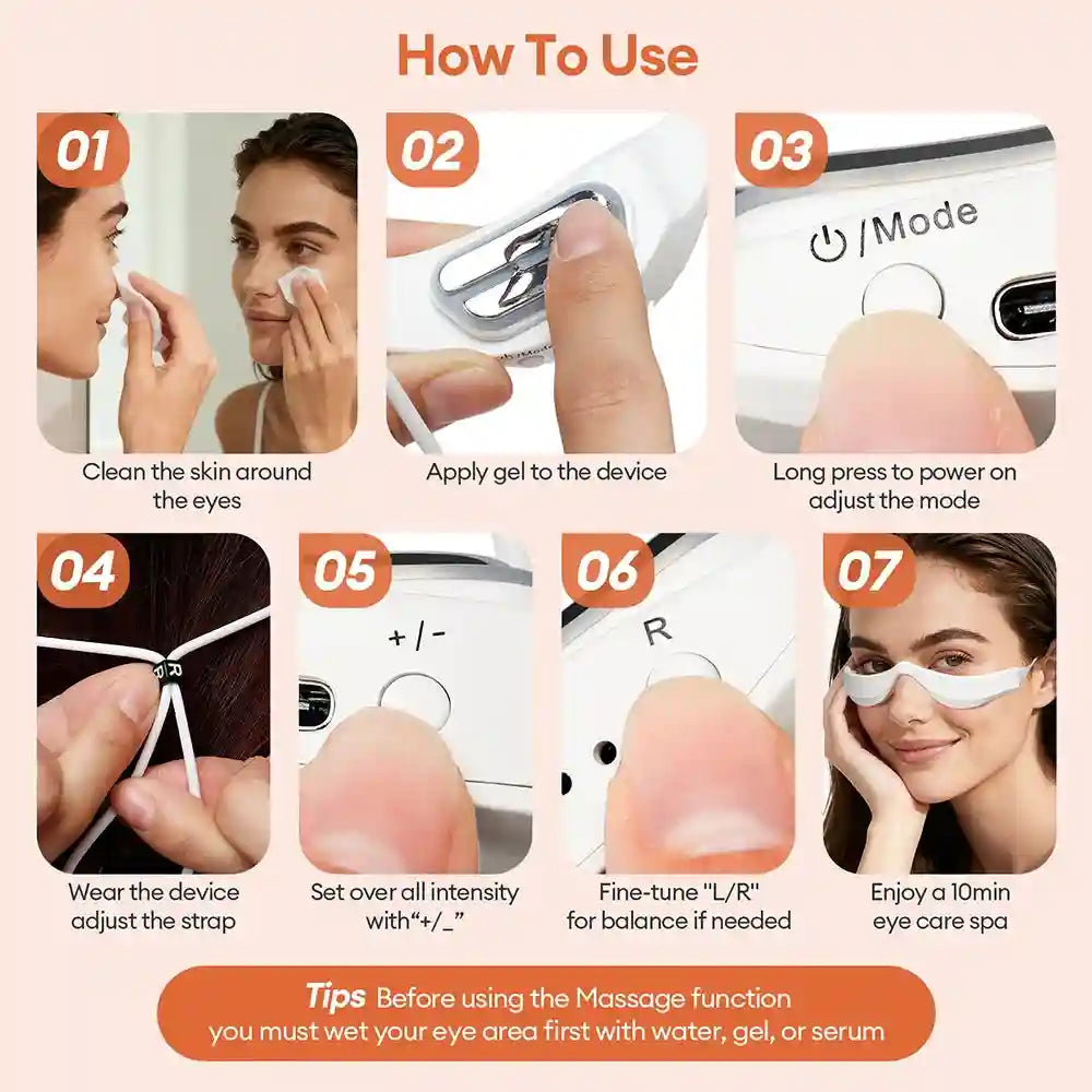 3D Heated Eye Massager Glasses - Portable Fatigue Relief USB Device Eye Massage Instrument Tidesmit