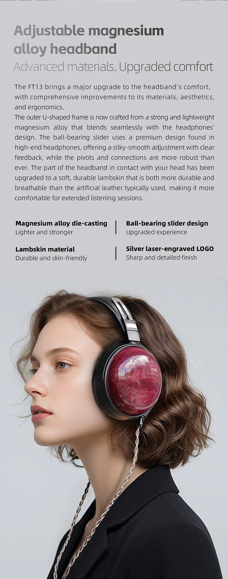 FT13 Closed-Back Audiophile Headphones | 60mm Wool Driver | Tidesmit Tidesmit