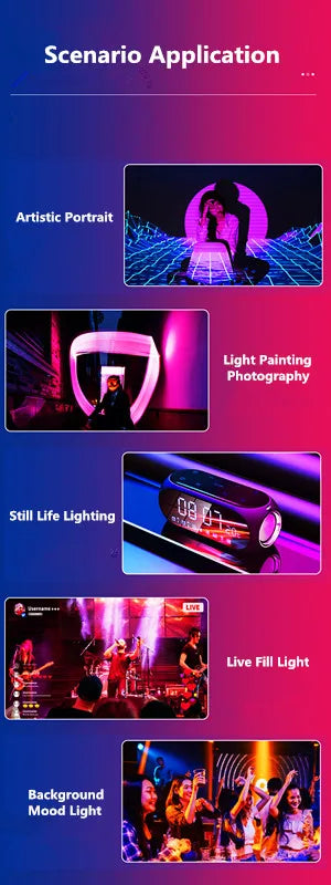 Small, black, pill-shaped LED portable light used for artistic portraits, light painting, still life, and live streams.