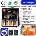10L High-Quality Digital Air Fryer Smart Oven with Touch Screen Stainless Steel Multifunctional Oil-Free Food Preparation Applia