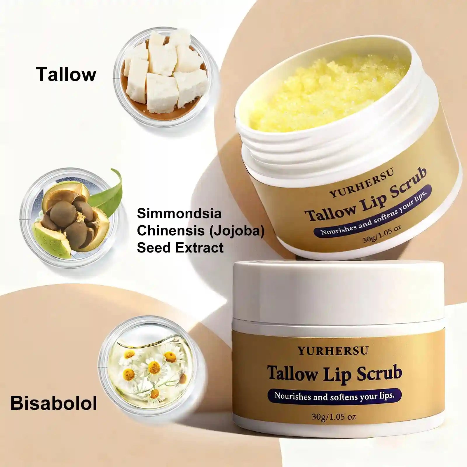 Grass Fed Beef Tallow Lip Scrub with Manuka Honey - 30g Tidesmit Lip Care Tidesmit