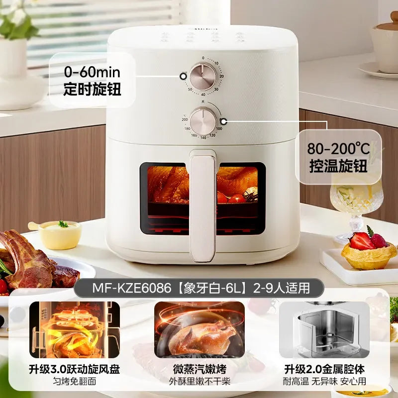 220V New Arrival Midea Home Use Large Capacity Visual Air Fryer Integrates Electric Oven And Deep Fryer No Flip Cooking Machine