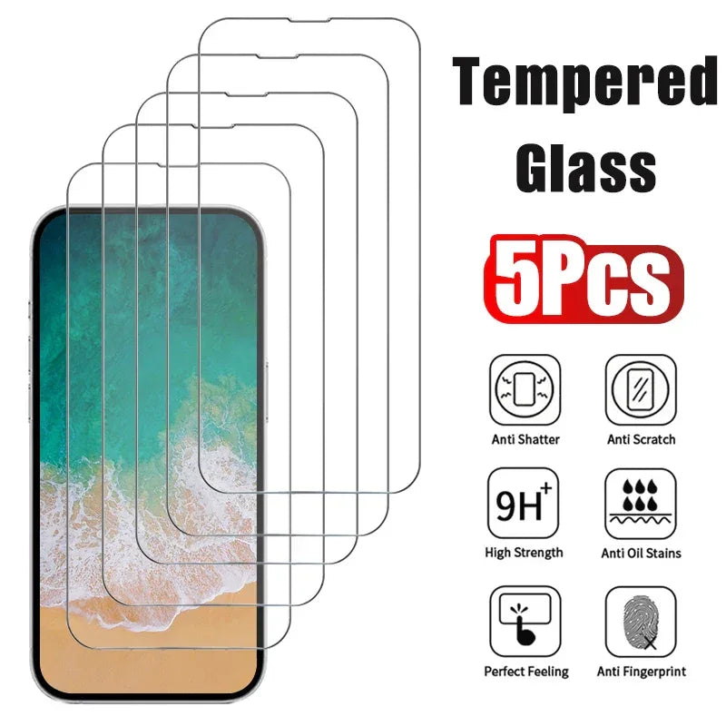 iPhone Screen Protector 5 Pack, 9H Tempered Glass for iPhone 14-17 Series 5PCS Tempered Glass China Mainland Tidesmit