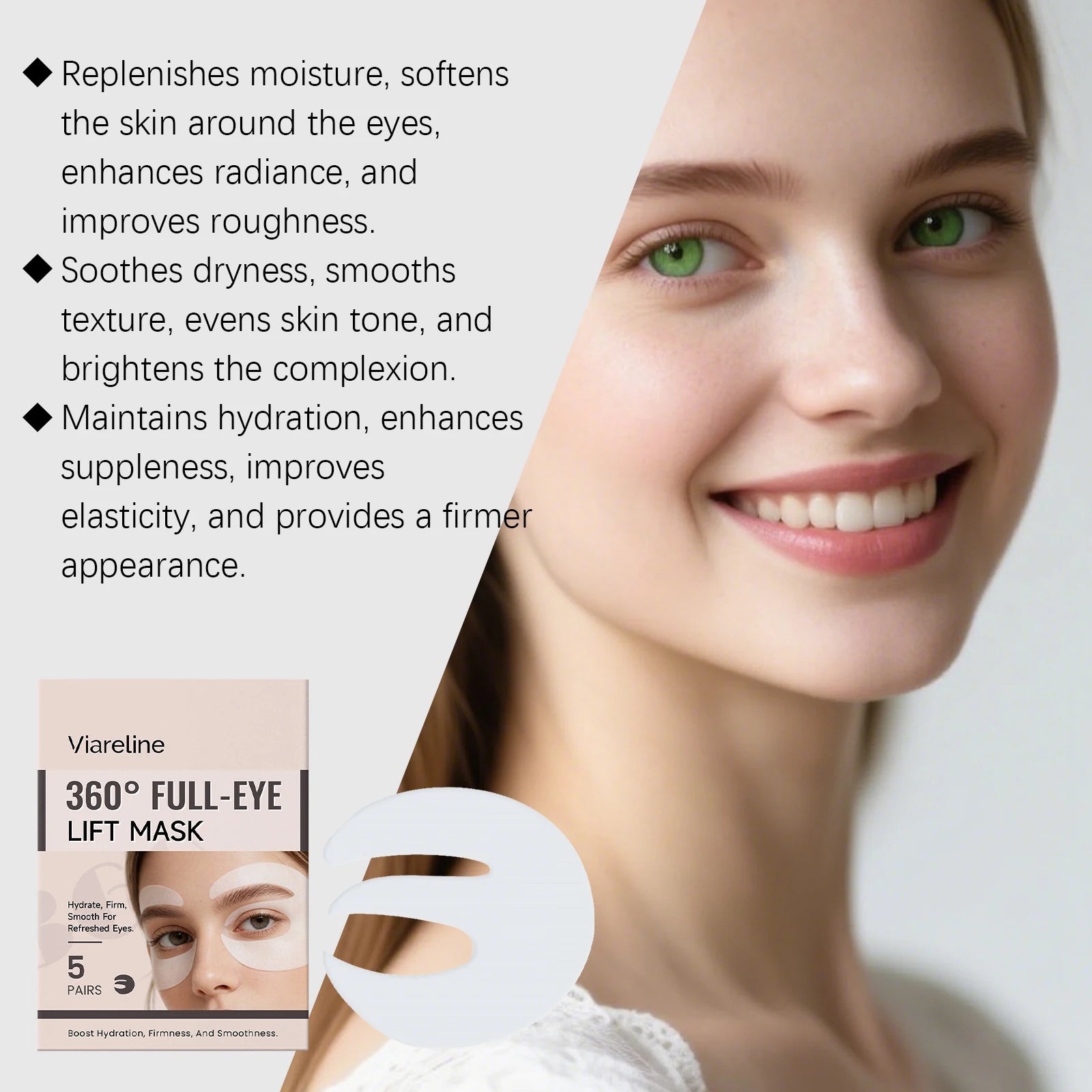 Tidesmit Viareline Vitamin C moisturizing under eye patches for dark circles and hydrating daily eye care detail view