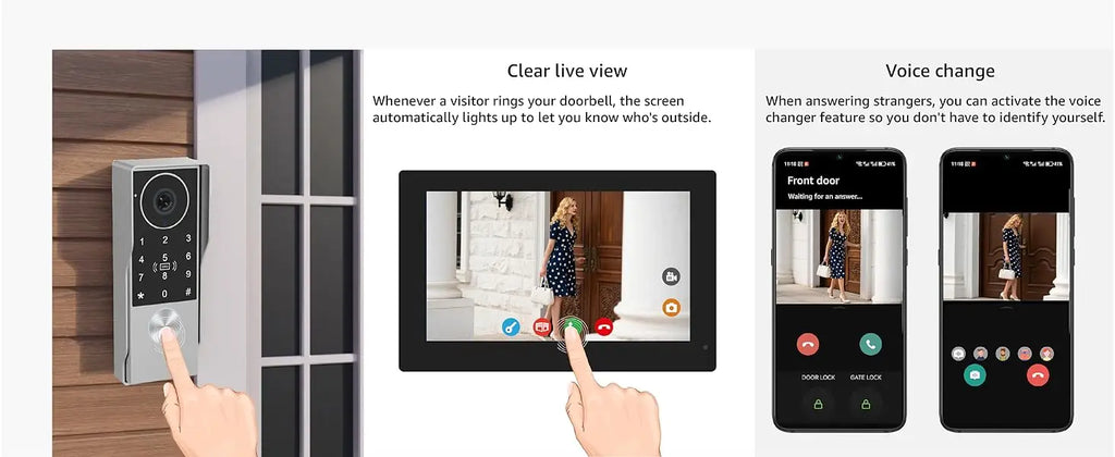 2Wire Tuya Smart Video Intercom Doorbell 5G WiFi 7/10inch Touch Screen 1080P Metal Outdoor Camera Doorphone Password 5in1 Unlock
