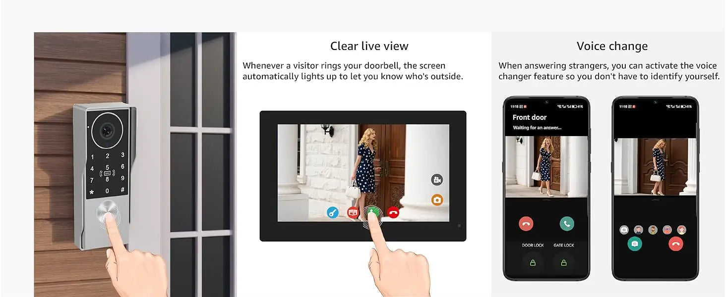 2Wire Tuya Smart Video Intercom Doorbell 5G WiFi 7/10inch Touch Screen 1080P Metal Outdoor Camera Doorphone Password 5in1 Unlock