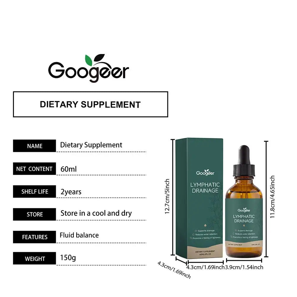 60ml Lymphatic Drainage Drops Natural Herbal Support Water Balance Detox Immune System MenWomen Gentle Liquid Supplement Dropper