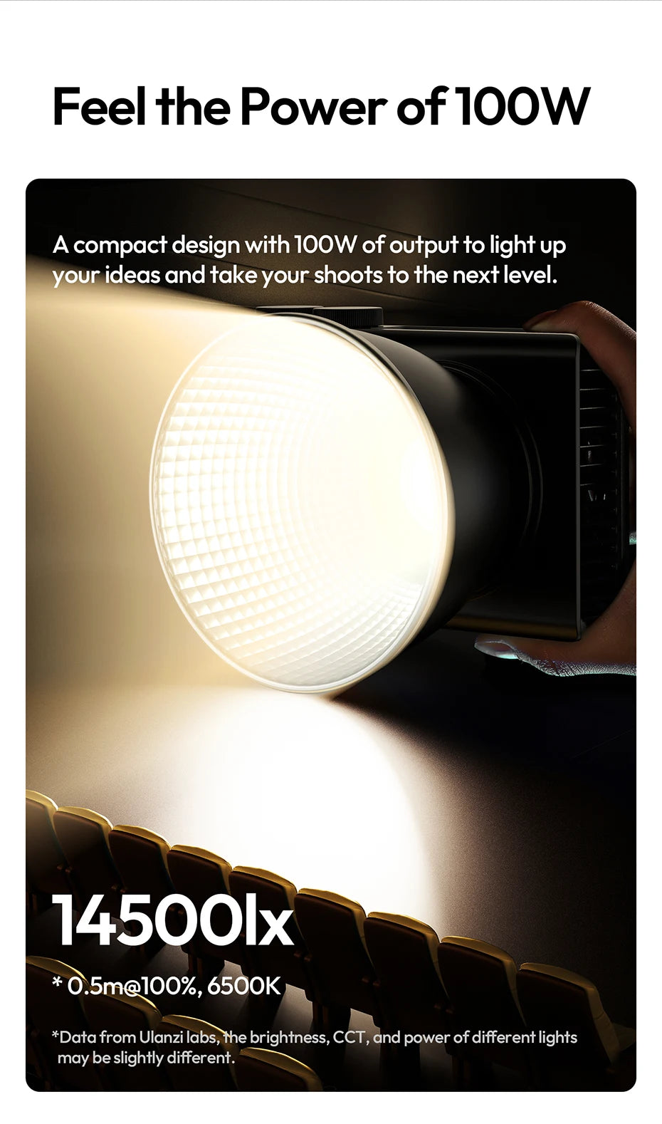100W COB LED Video Light Bi-Color 2700-6500K Studio Lighting Tidesmit