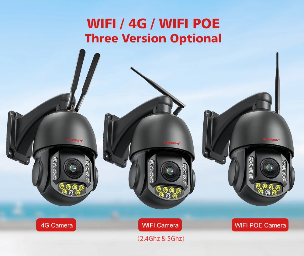 4K 8MP Surveillance Camera WIFI / 4G SIM Card / POE 30X Zoom PTZ AI Humanoid Tracking IR 100M Outdoor Speed Dome Security Camera