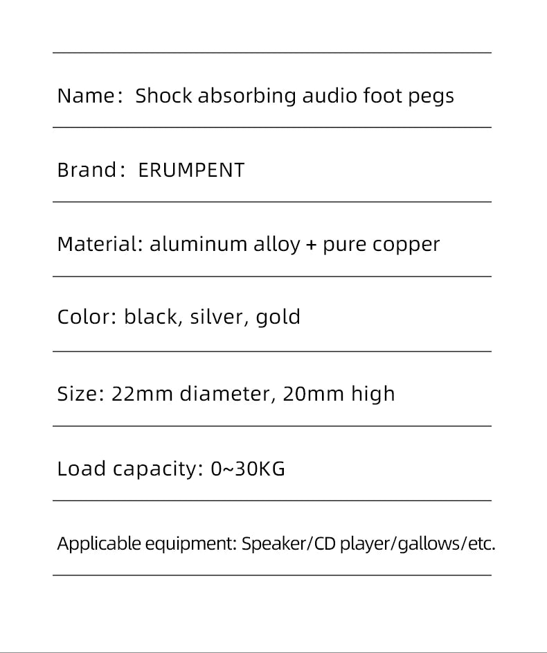 ERUMPENT 4PCS  HiFi Speaker HiFi Audio Speaker Stand Spikes Hi-end Amplifier Feet Pad Shock-absorbing Pins Pads for Sound CD