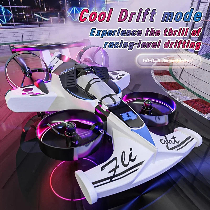 2-in-1 RC Stunt Drone Car - Foldable Aerial and Ground Vehicle White Violet Tidesmit