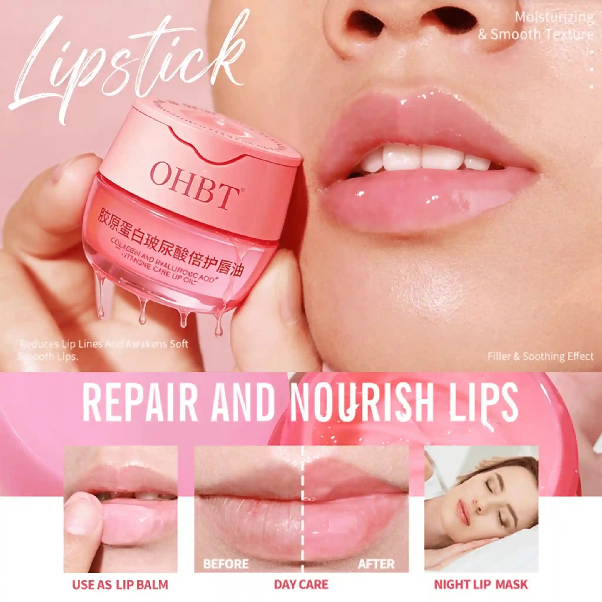 Lip Plumping Oil With Hyaluronic Acid - Hydrating Gloss Treatment Lip Care Tidesmit