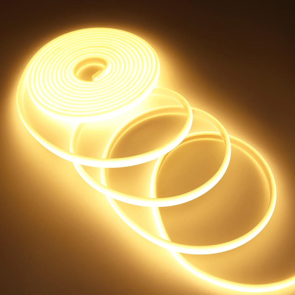 Dimmable 220V COB LED Neon Strip Light 4key Controller EU Plug Flex Tube 3000K 4000K 6000K for Staircase Bar Counter Lighting