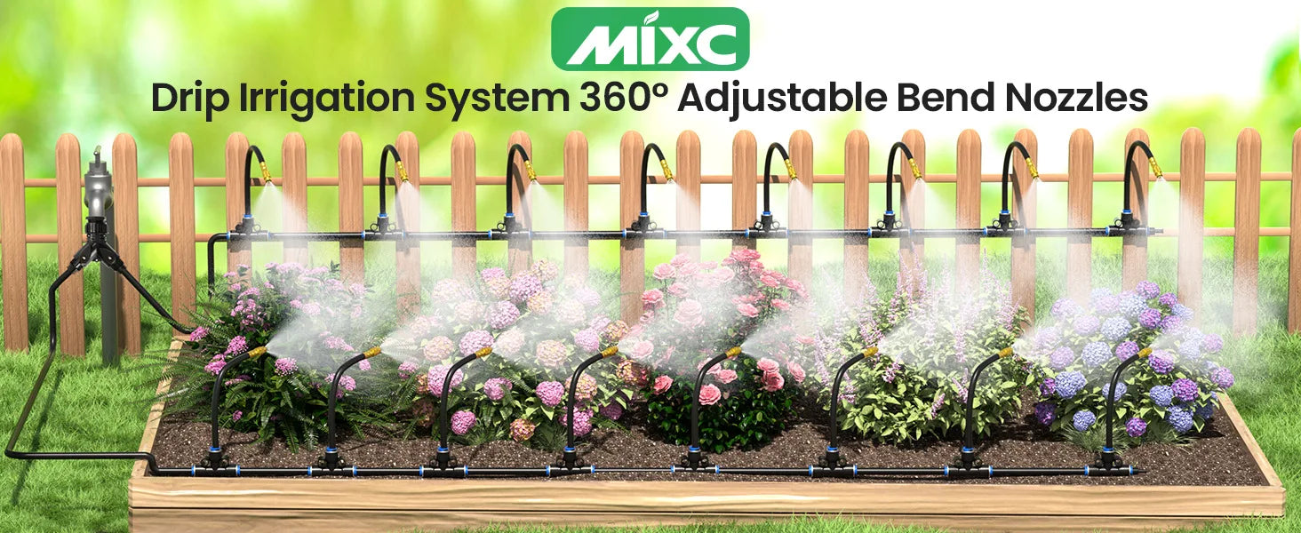 30M60M DIY Free Bending Universal Sprayer Kit 6mm Hose Patio Misting Cooling System for Garden Plant Fogging Watering Irrigation